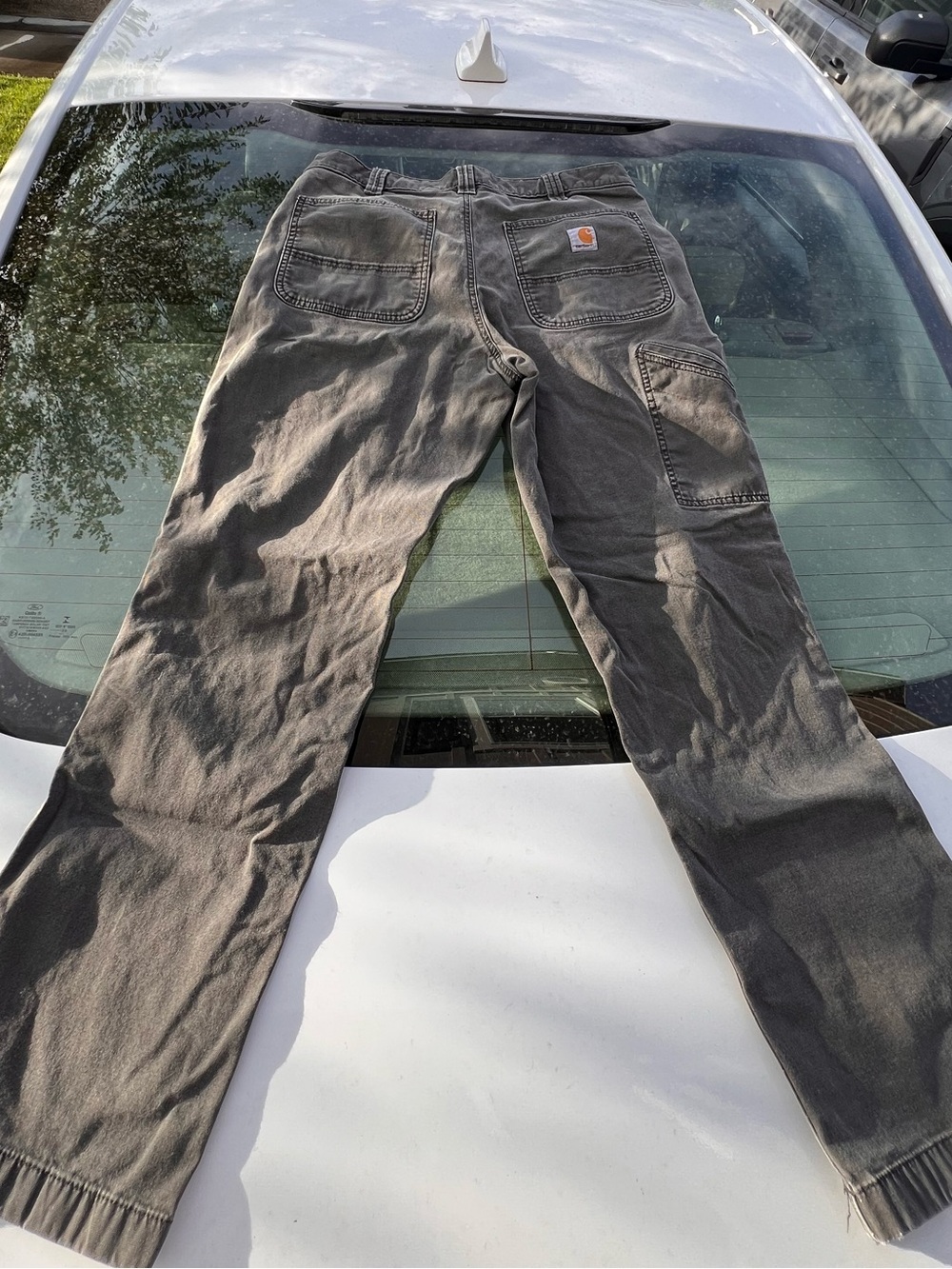 Distressed Carhartt Gray Work Pants Straight Leg
